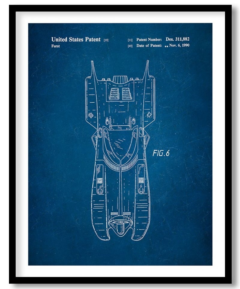 Batman batmobile top plan view 1990 blueprint
