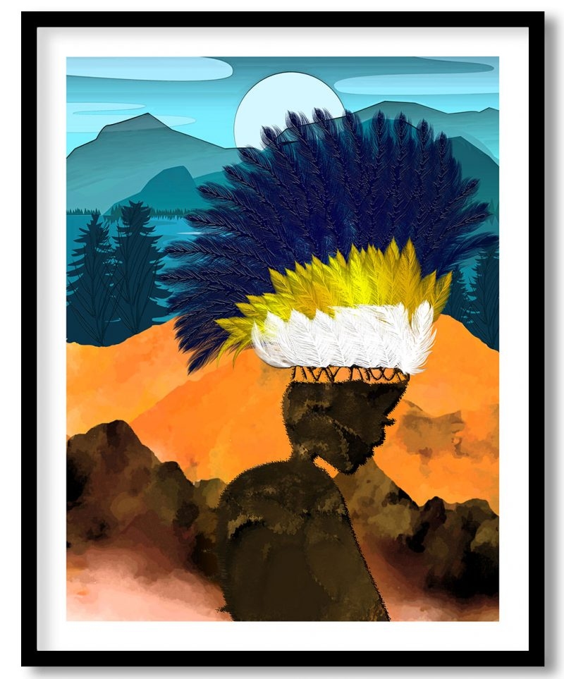 African man in forest landscape