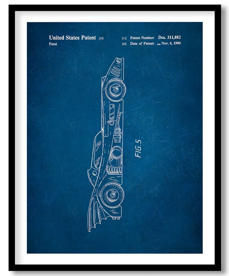 Batman batmobile side elevational view 1990 blueprint