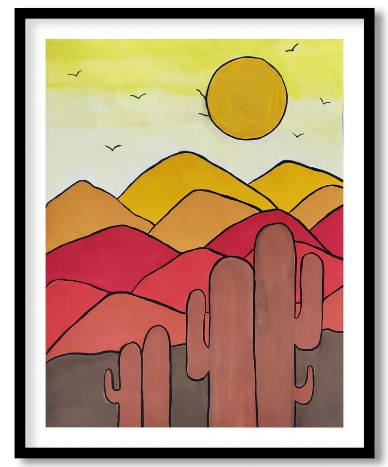 Abstract sun cactus deserted landscape