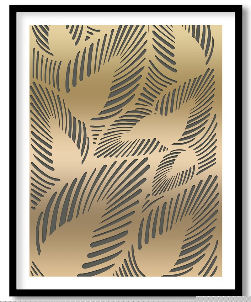 Abstract golden botanical leaves