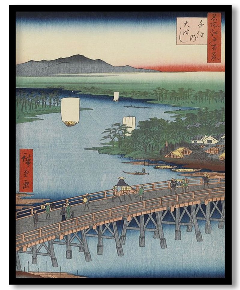 Senju great bridge by Hiroshige (1857)