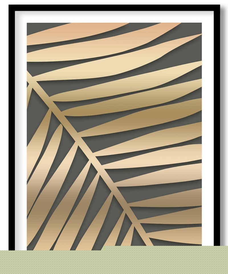 Abstract golden enormous palm leaf