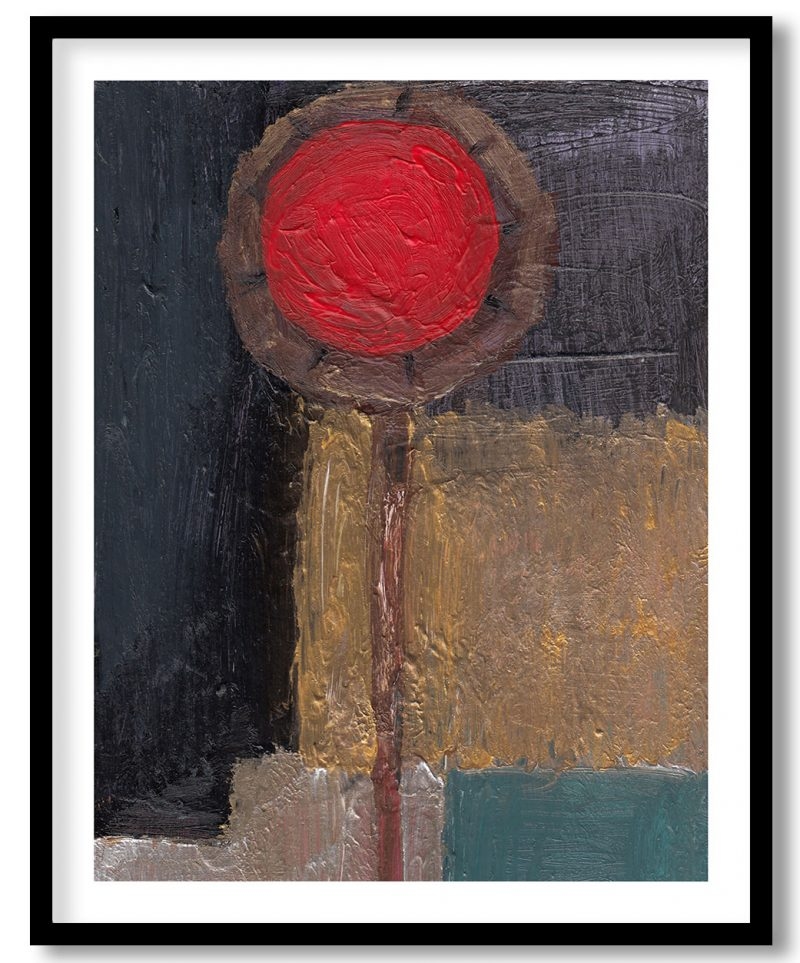 Burnt red sun abstract painting