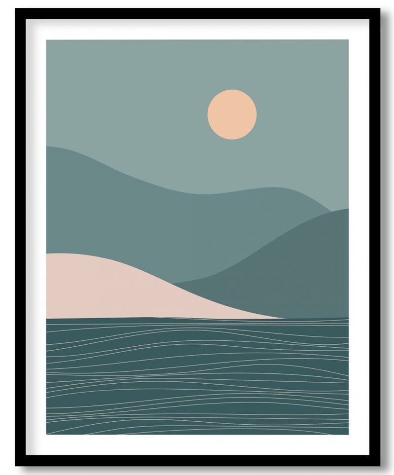 Abstract ocean mountain landscape