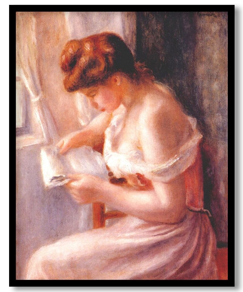 A girl reading by Pierre Auguste Renoir (1891)