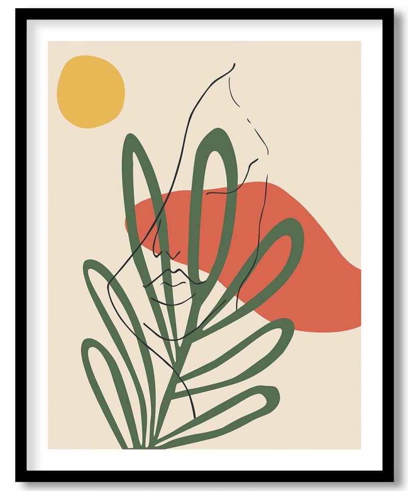 Abstract sun green plant face figure botanical