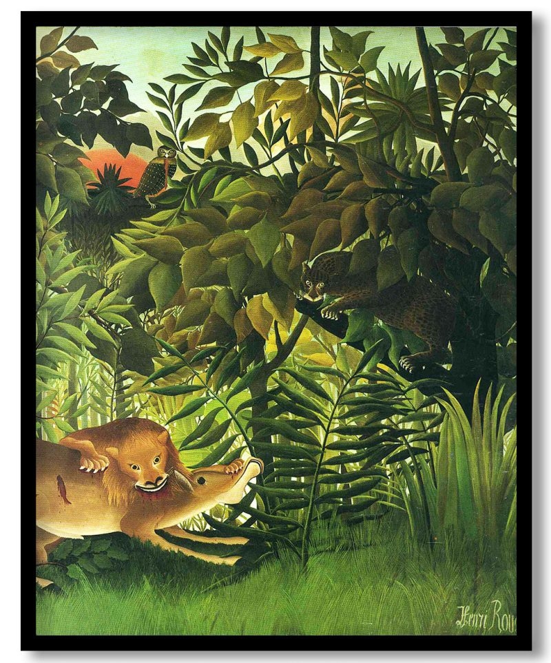 A lion devouring its prey by Henri Rousseau (1905)