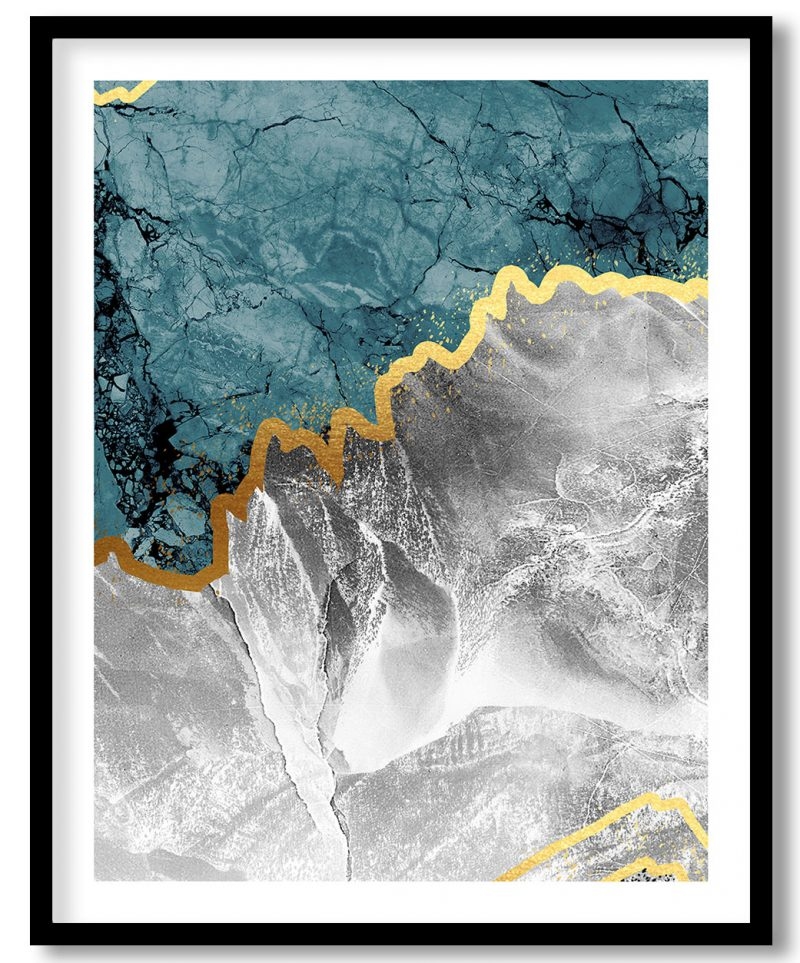 Abstract resin textured golden painting