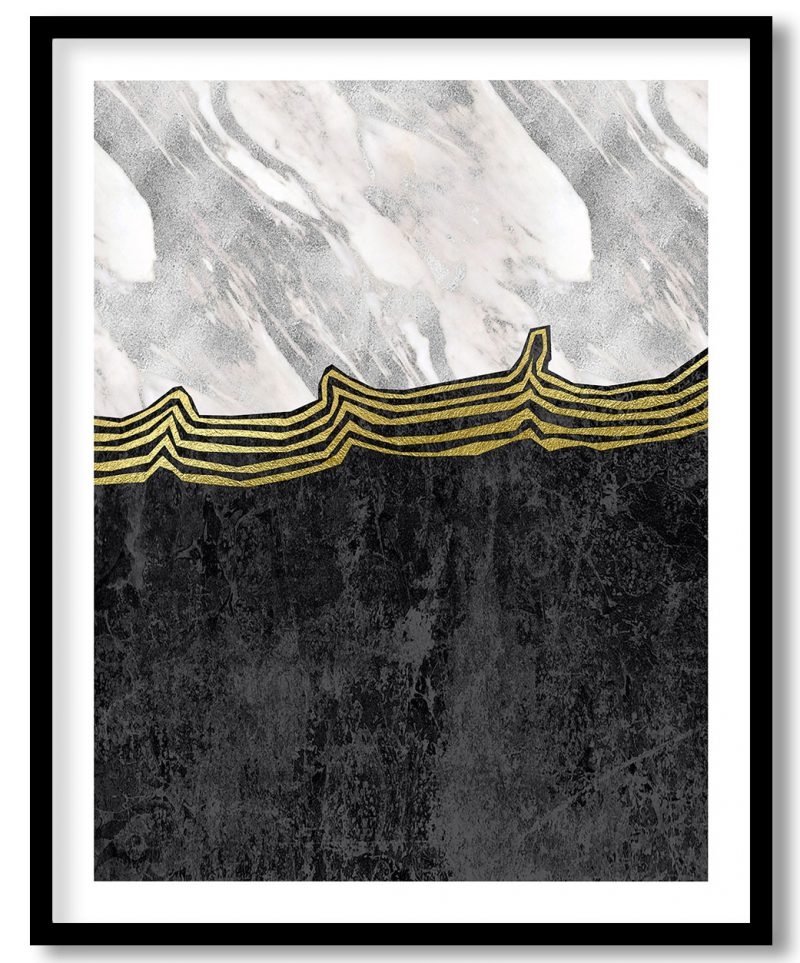 Black white marble abstract painting