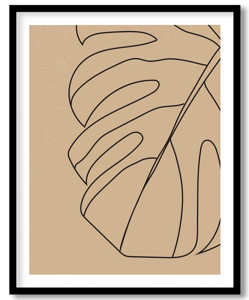 Minimalistic monstera line drawing leaf #112