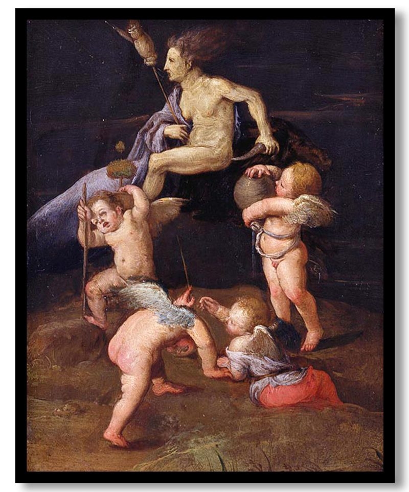 A witch with cupids by Adam elsheimer (1598)