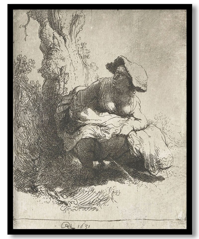 A woman making water by Rembrandt (1631)