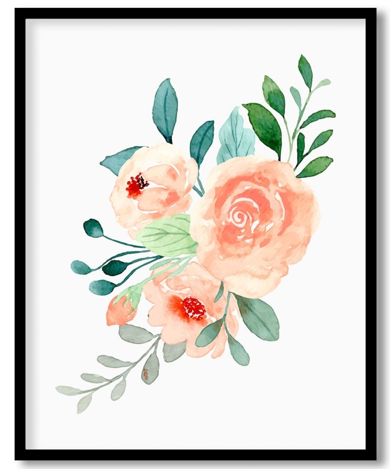 Minimalistic watercolor rose flower