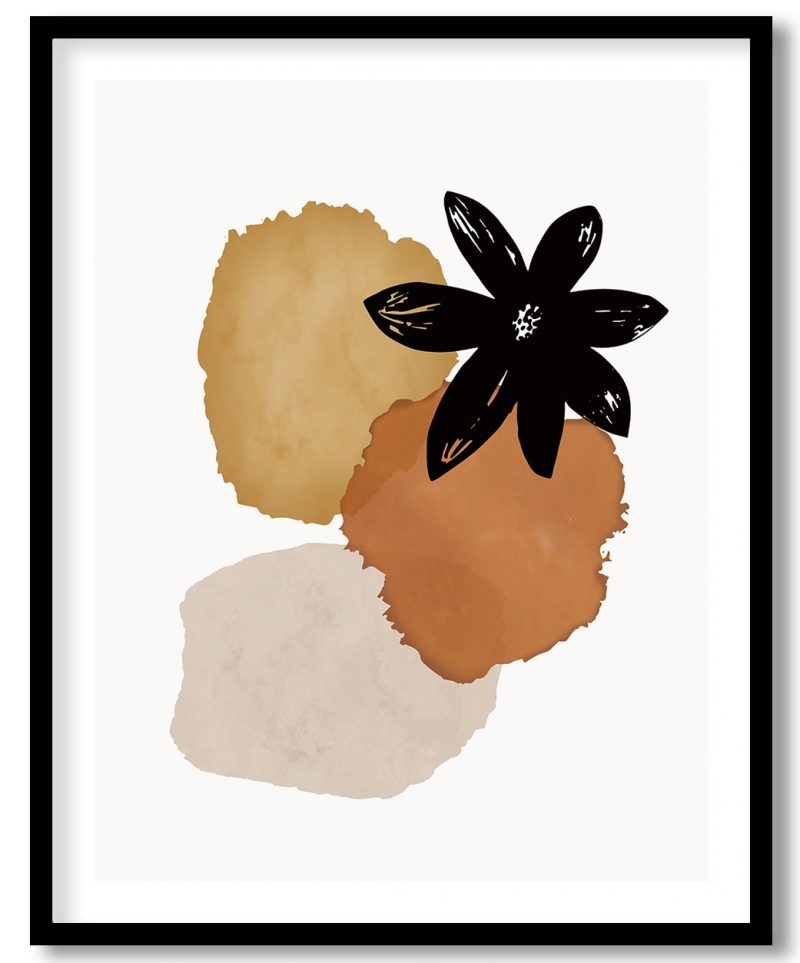 Modern boho terracotta black flower figures