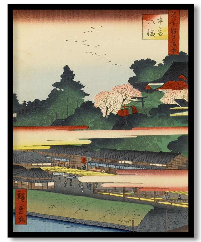 Hachiman shrine in ichigaya by Hiroshige (1857)