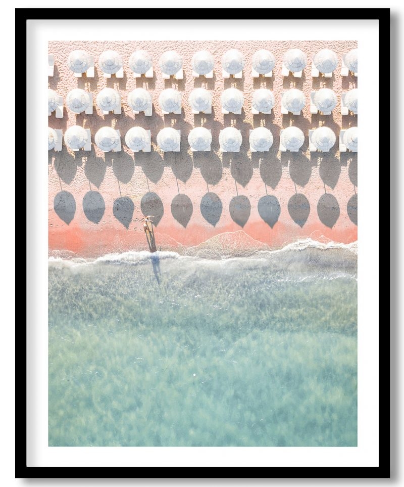 Pink blue sandy beach