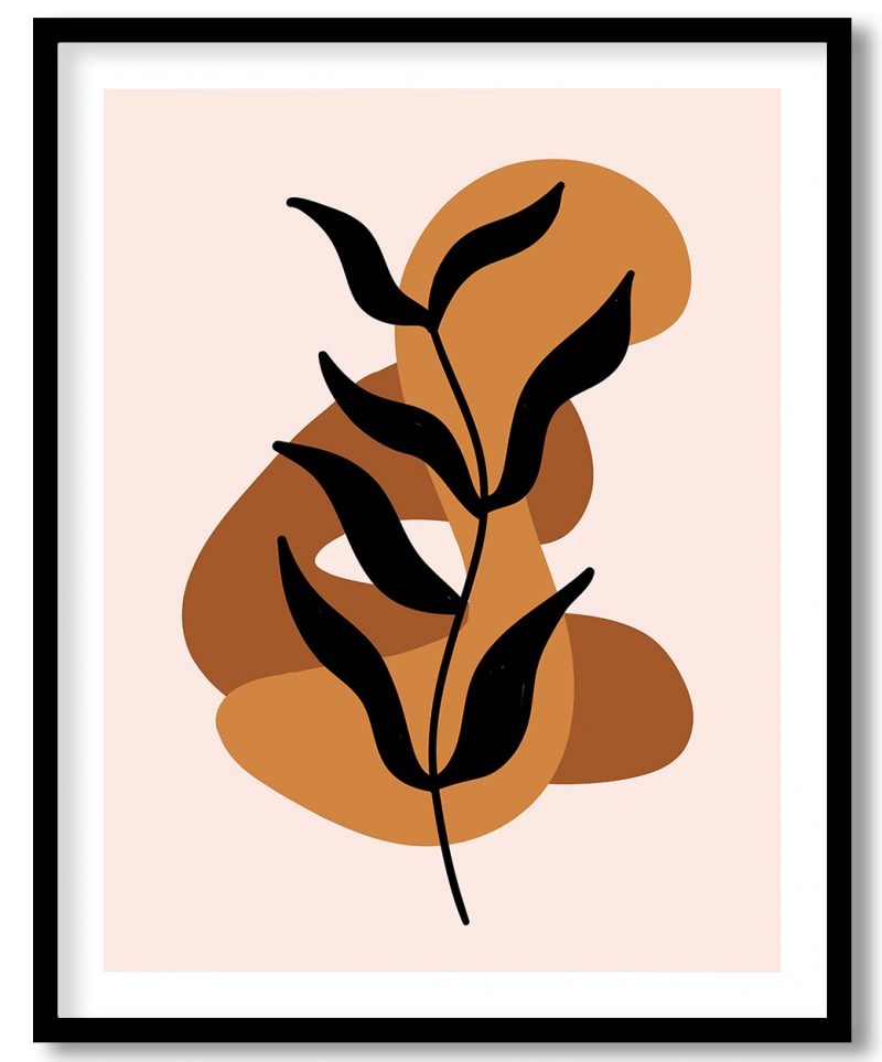 Minimalistic leaves terracotta abstract #255