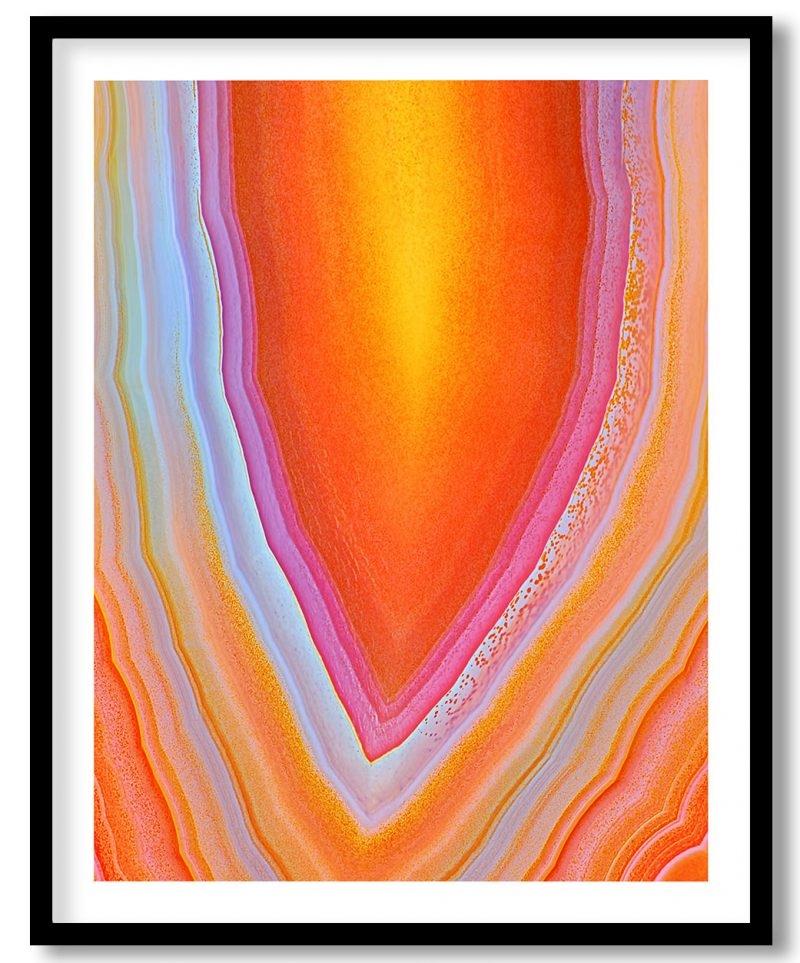 Translucent orange agate crystal abstract
