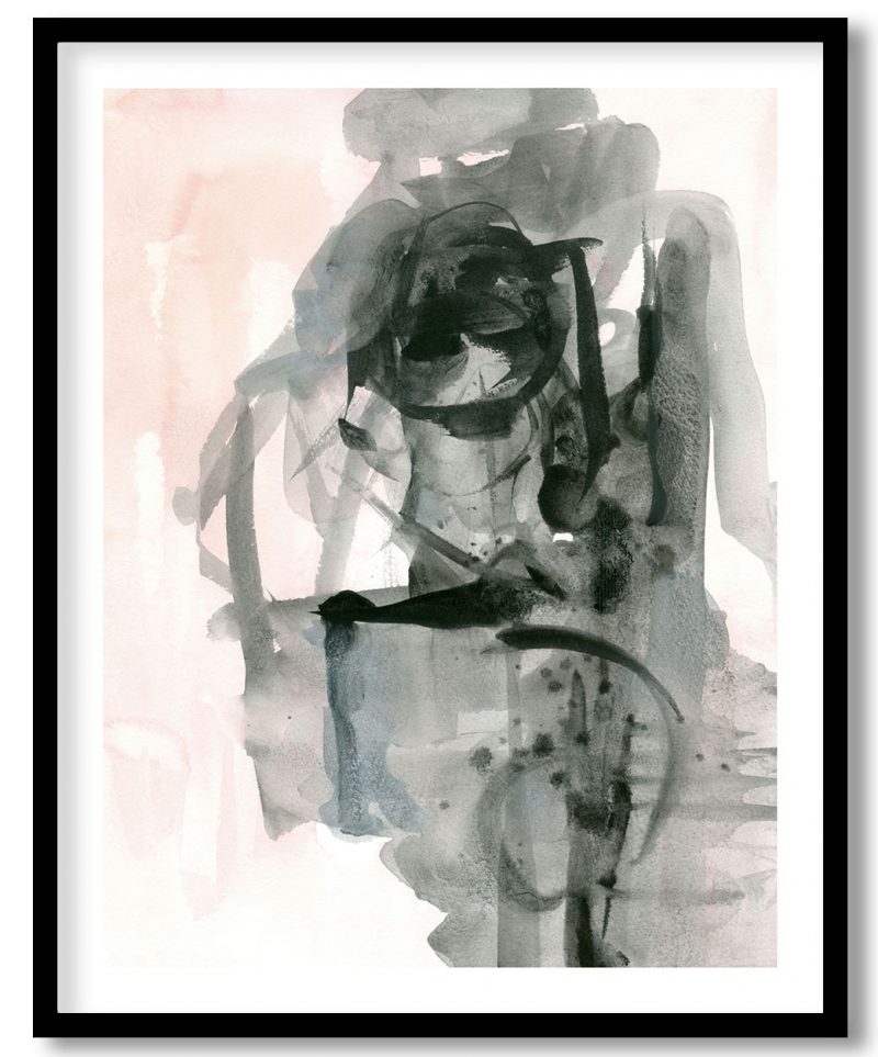 Abstract black brushstrokes painting