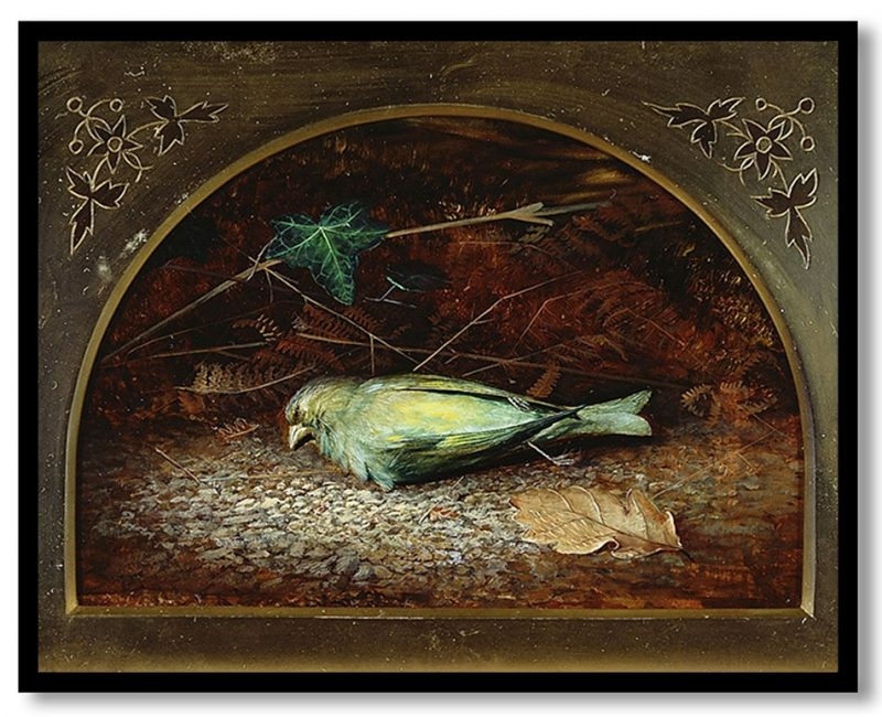 A dead linnet by John Atkinson Grimshaw (1862)