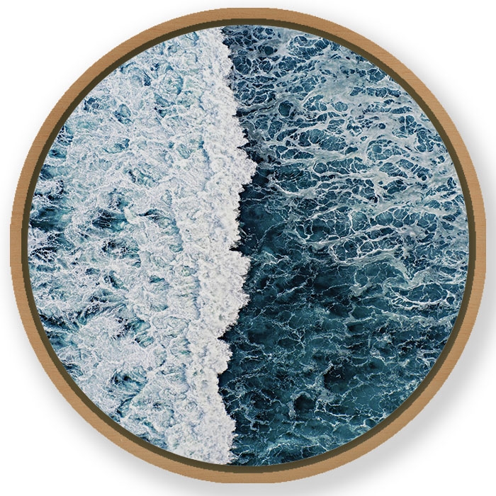Stormy ocean waves - Round Wooden Art Frames