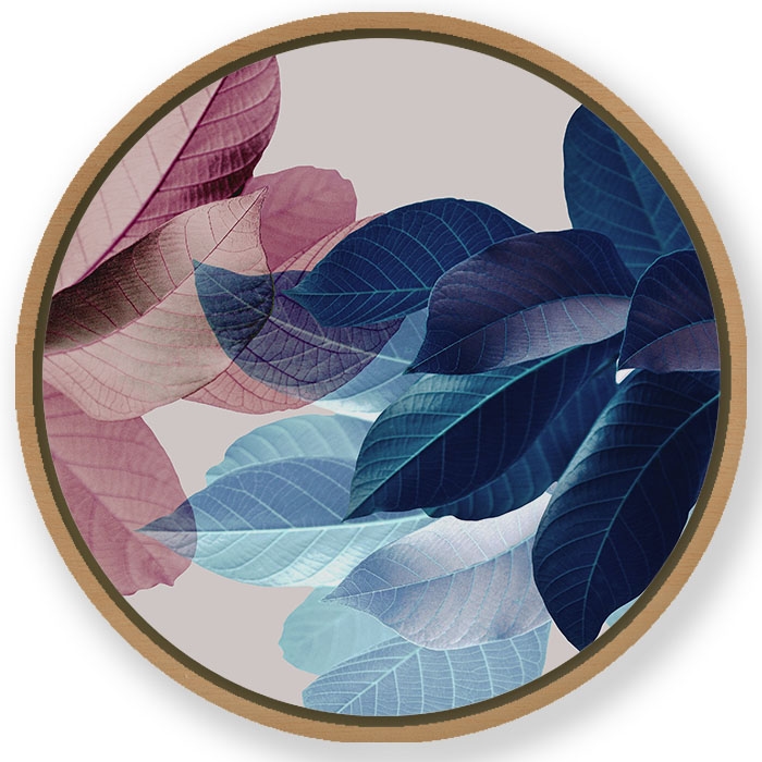 Abstract botanical leaves - Round Wooden Art Frames