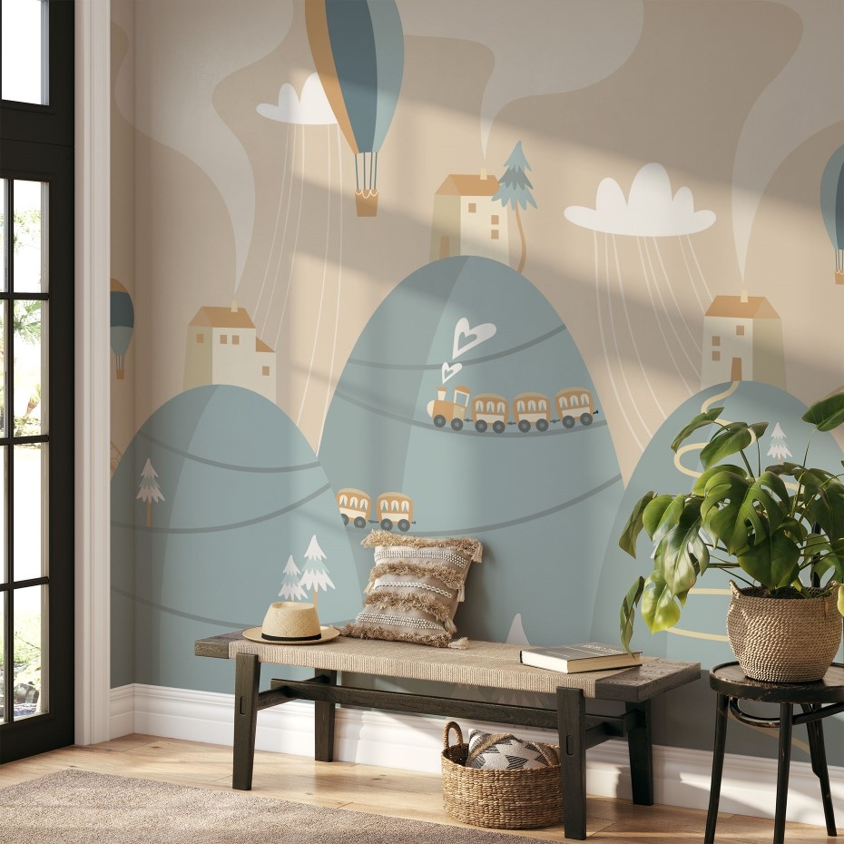 The Toy Train - Wall Mural, PVC free Wall Covering