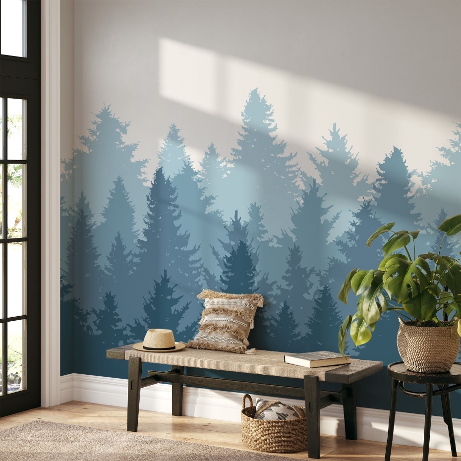 Coniferous winter forest - Wall Mural, PVC free Wall Covering