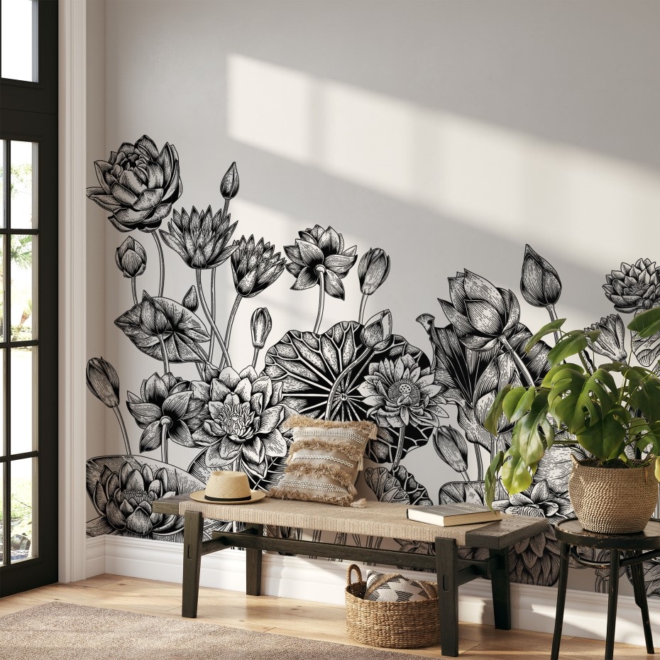 Elegant summer flowers - Wall Mural, PVC free Wall Covering