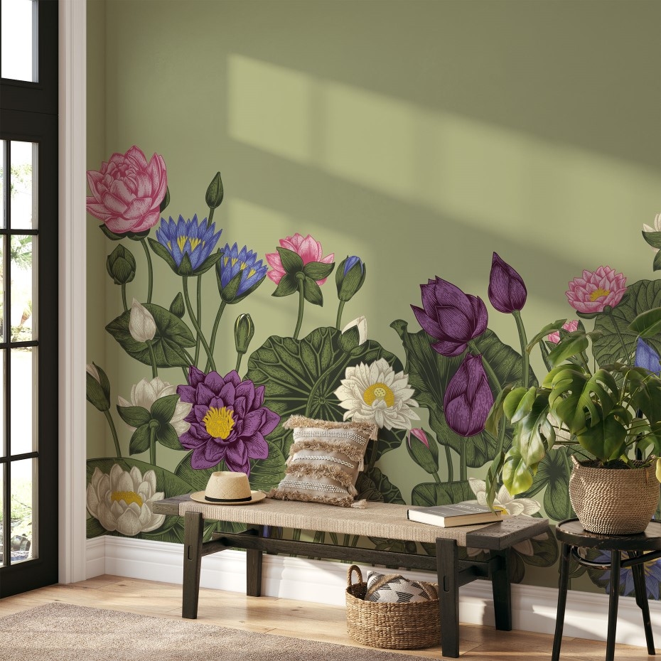 Summer meadow colorful flowers - Wall Mural, PVC free Wall Covering