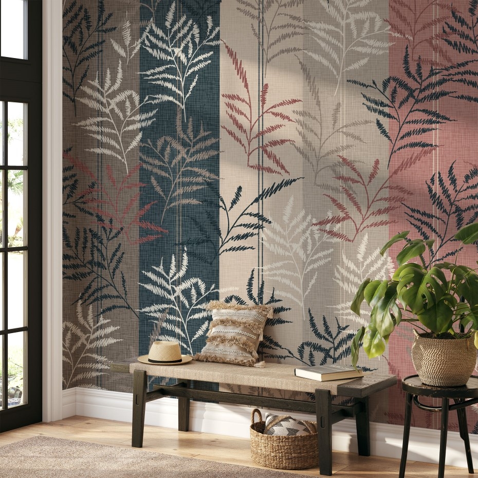 Leaf Embroidery - Wall Mural, PVC free Wall Covering