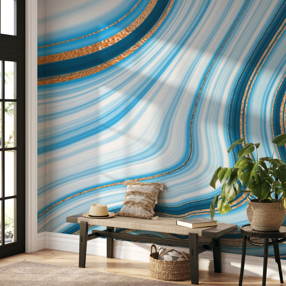 Melting Blue Marble - Wall Mural, PVC free Wall Covering