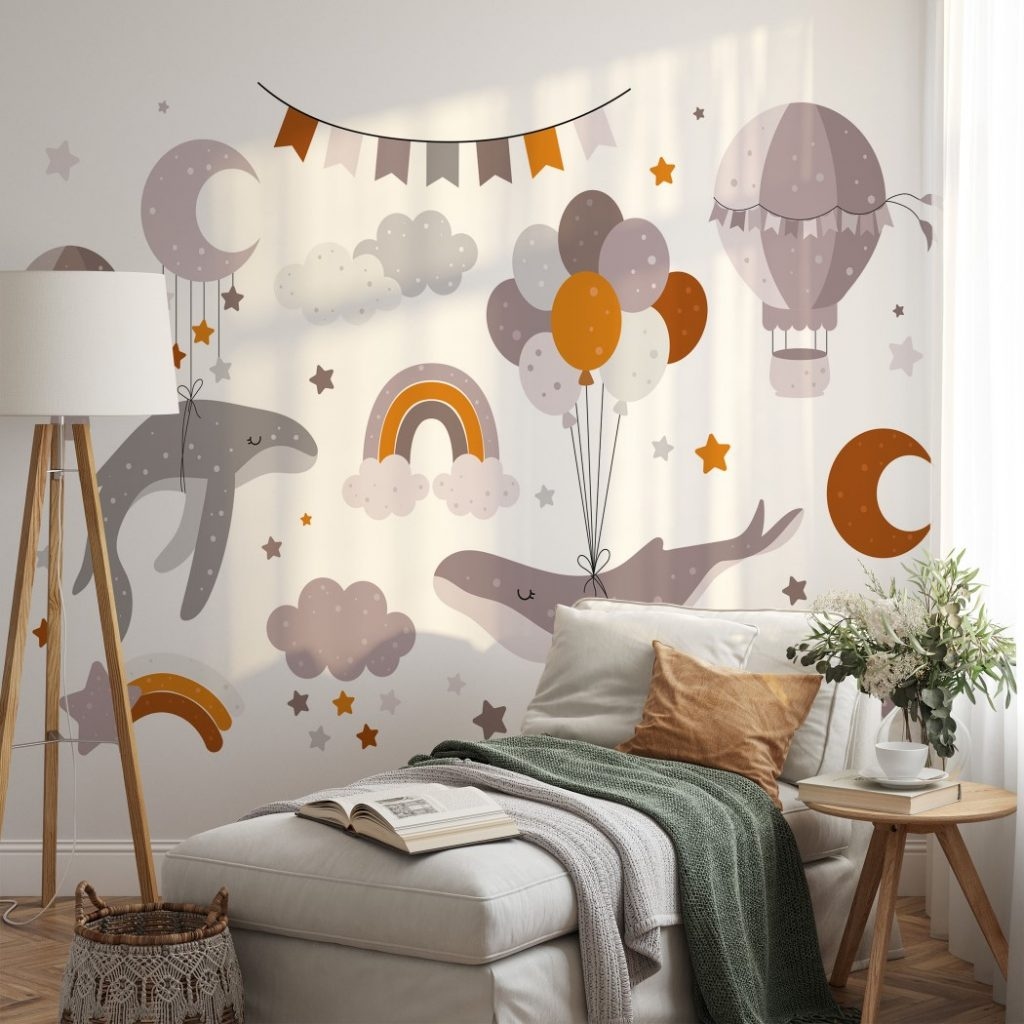Swimming In The Air - Wall Mural, PVC free Wall Covering