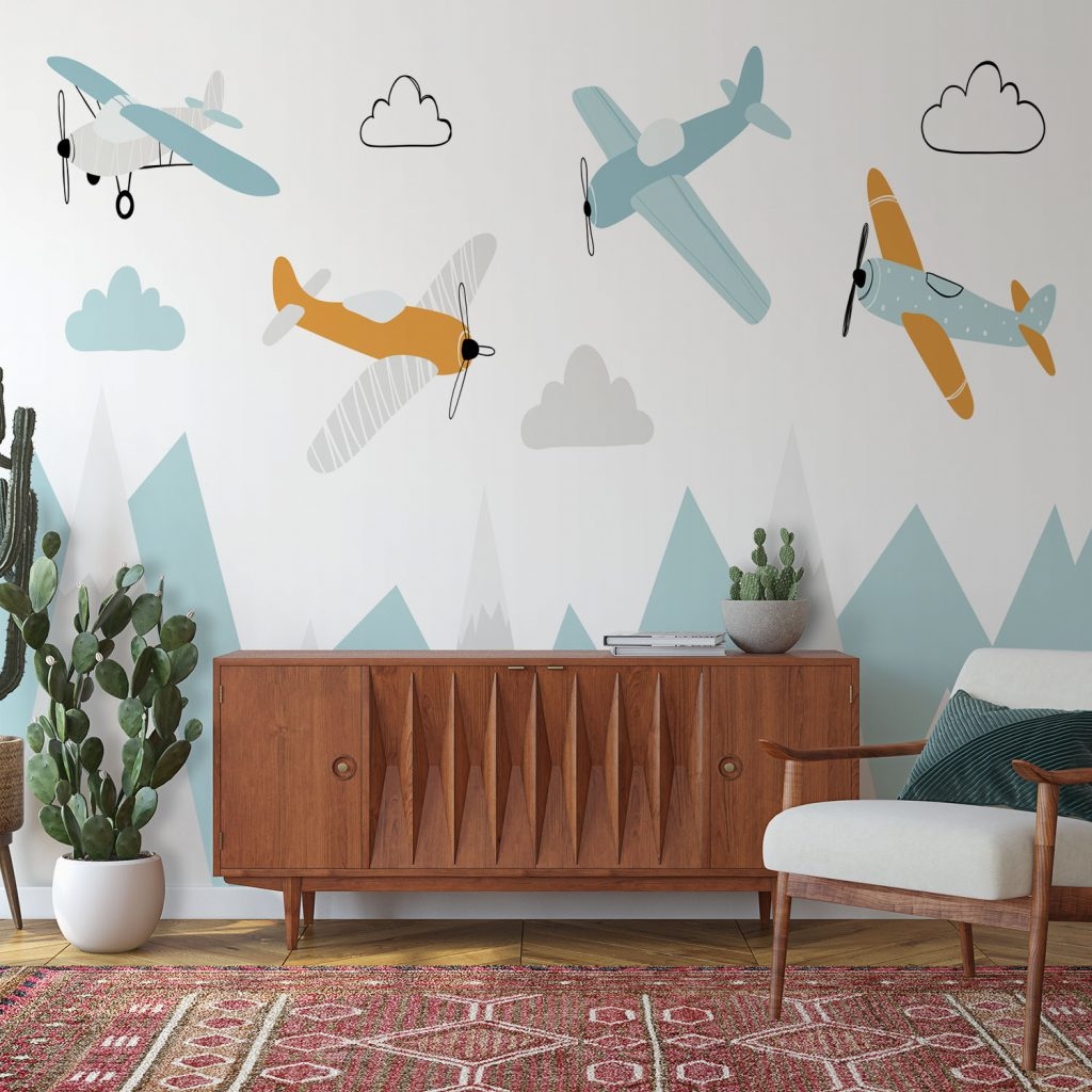 In Flight Over Hills - Wall Mural, PVC free Wall Covering