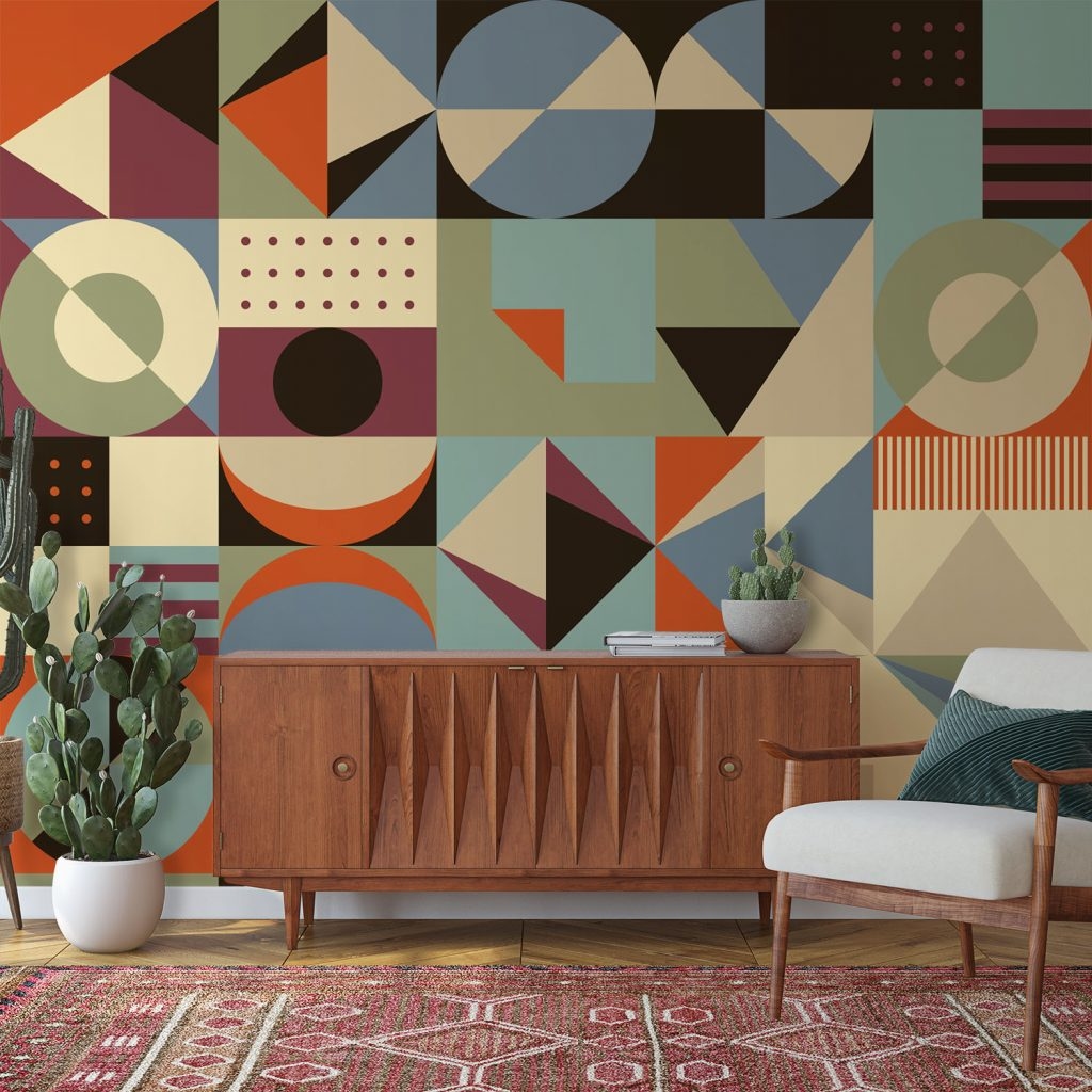 Mindful Geometry In Blocks - Wall Mural, PVC free Wall Covering