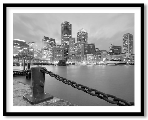 Boston harbor in black & white