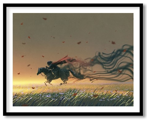 A knight racing the winds