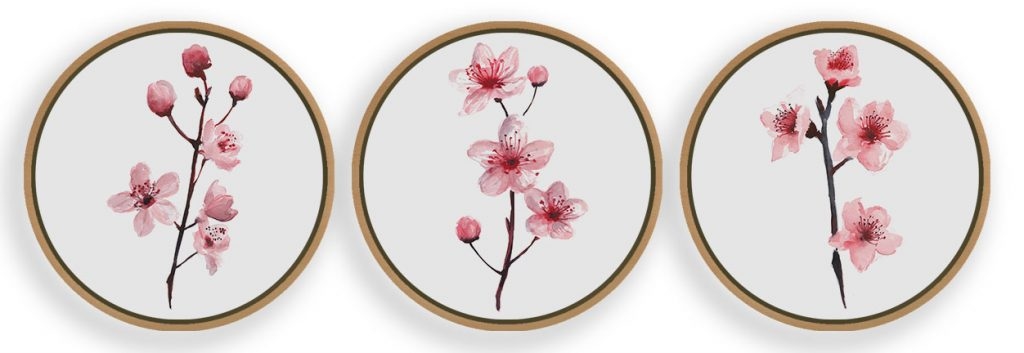 Set of 3 cherry blossom flower