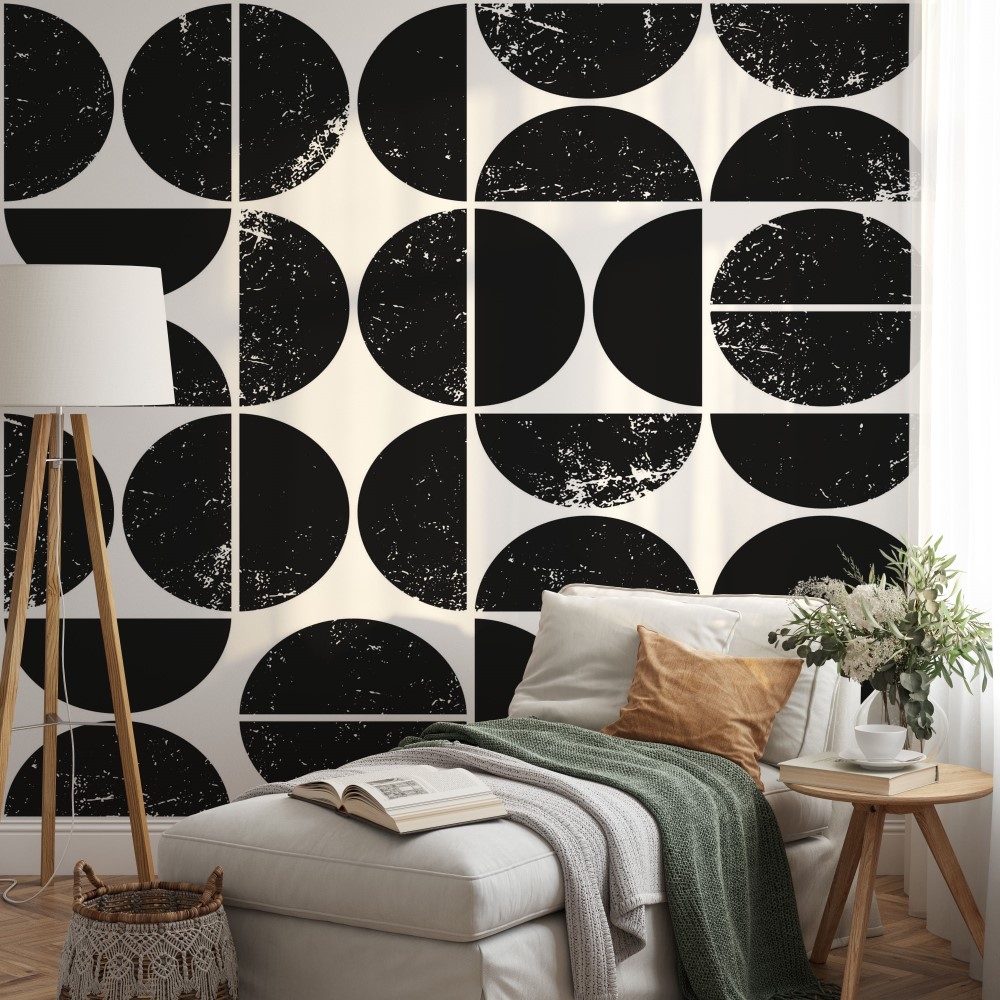 Black and white distressed geometrical shapes