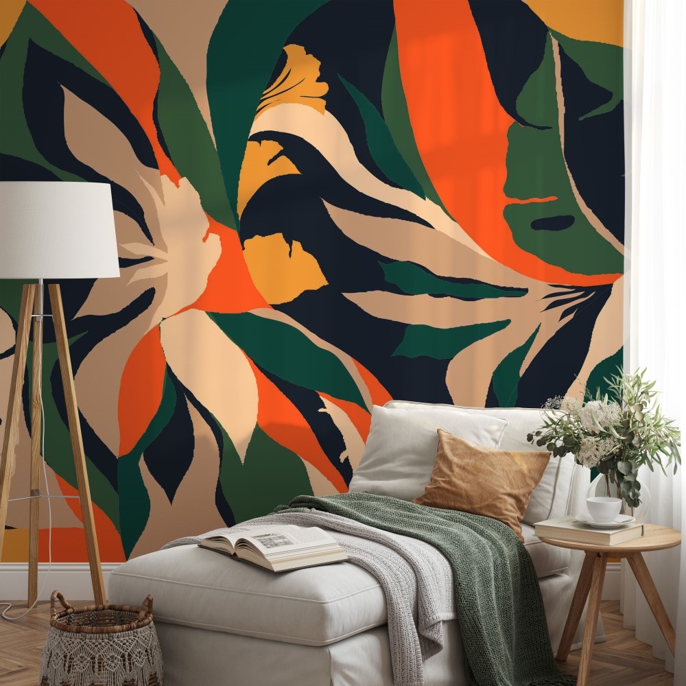 Chromatic botanical leaves pattern