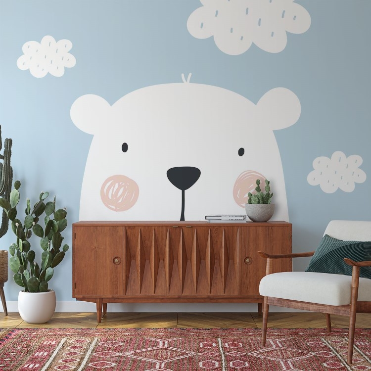 Cute kids nursery white bear
