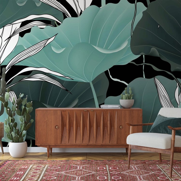 Dark green botanical seamless pattern