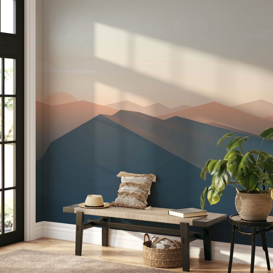 Angelic silhouette landscape mountains