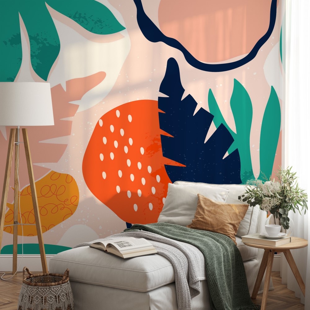 Tropical vibrant dark leaves pattern