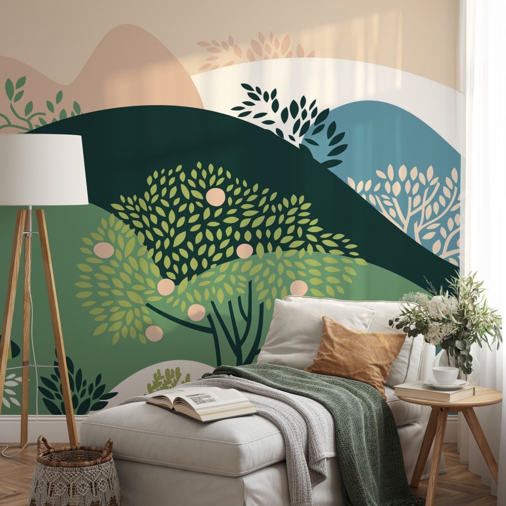 Gloomy silhouette trees forest