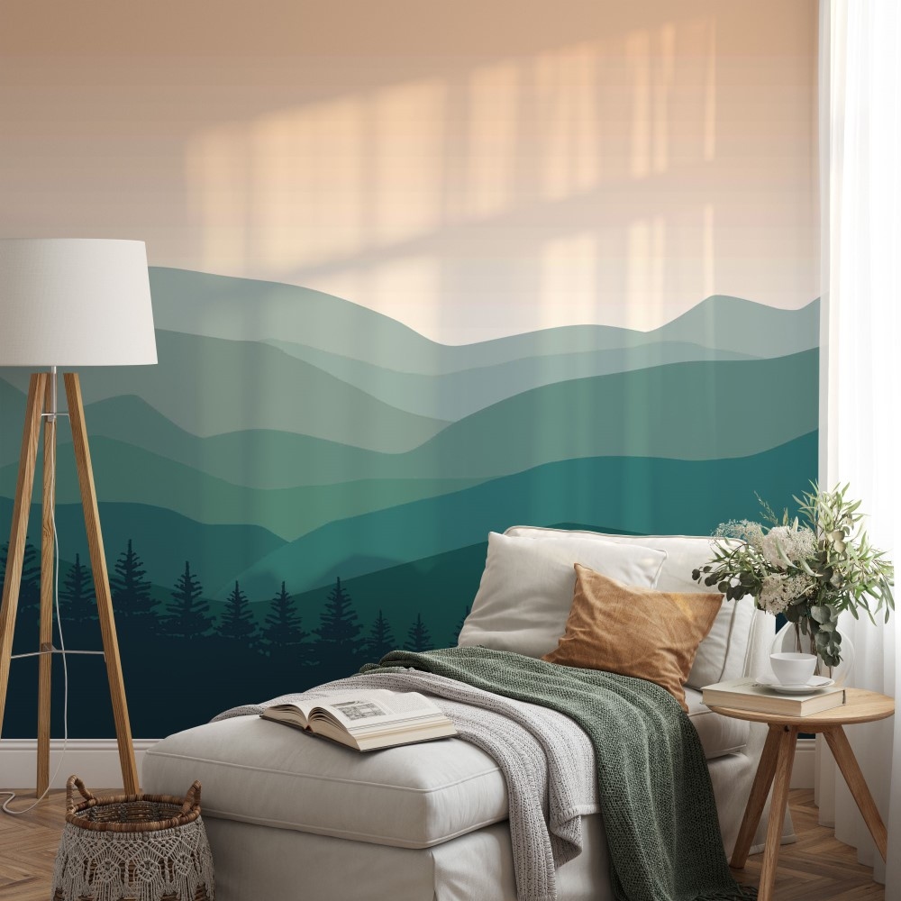 Admirable landscape silhouette mountains