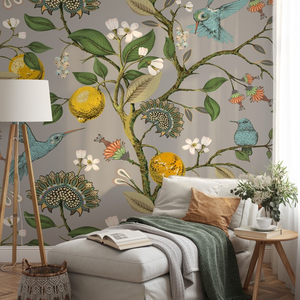 Aesthetic birds floral pattern