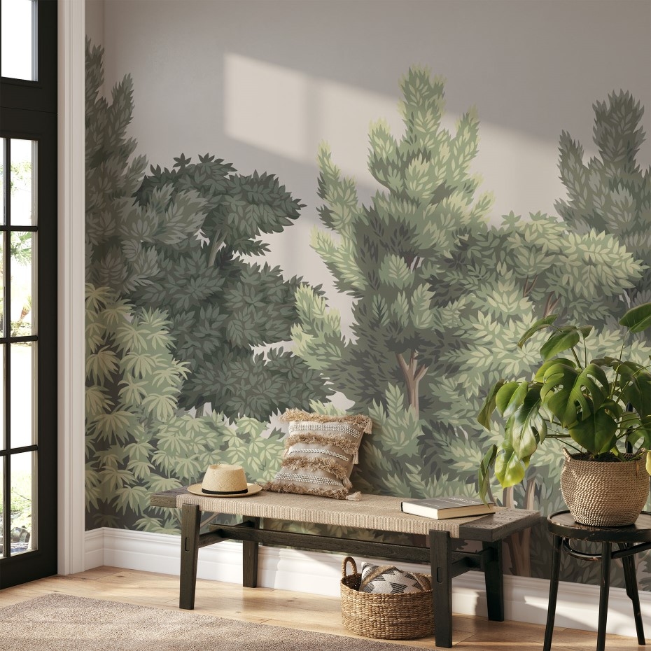 Vintage deep forest landscape