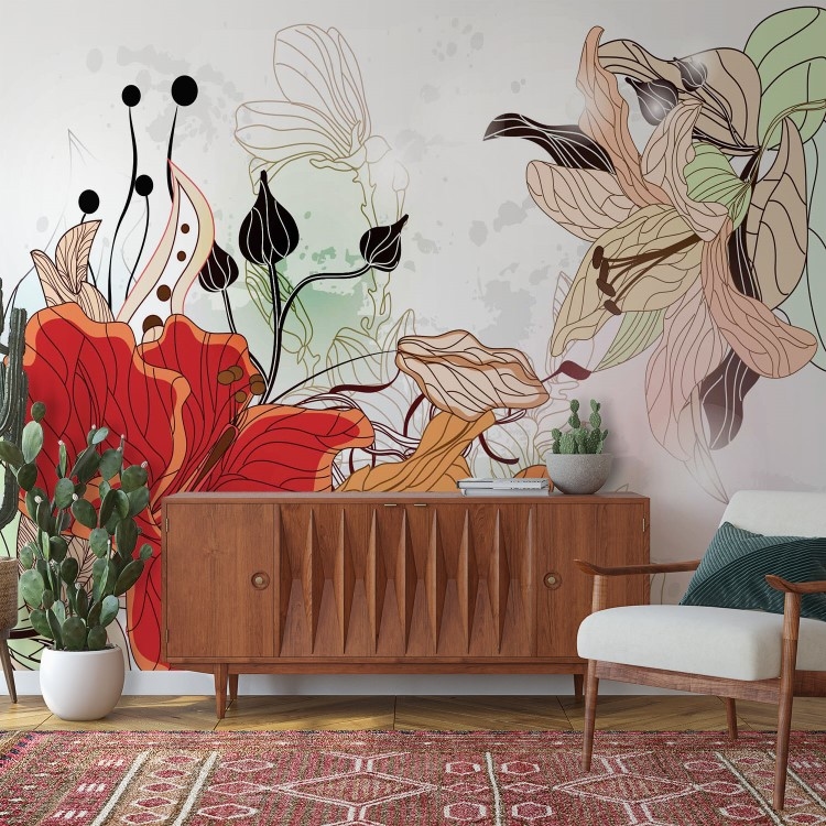 Watercolor inflorescence hibiscus